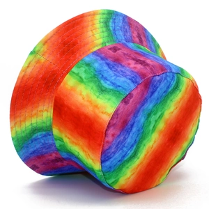 Reversible rainbow tie-dye bucket hat for men and women with reinforced stitching