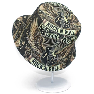Cappello a secchiello Rock n Roll con stampa chitarra elettrica per moda outdoor