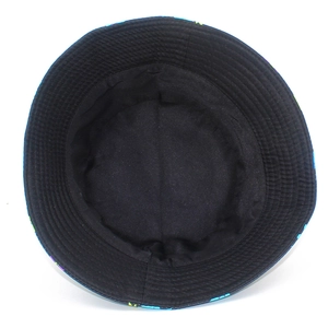 Macro detail of the black cotton lining and reinforced stitching on the bucket hat brim