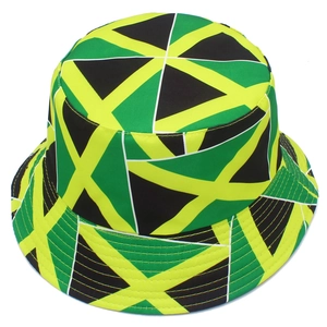 Chapeau bob unisexe aux couleurs de la Jamaïque avec motifs géométriques vert jaune noir