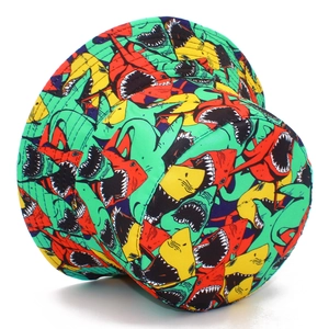 Creative bucket hat with colorful shark patterns for sun protection and beach vacation