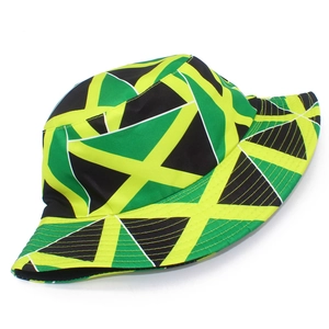 Chapeau bob unisexe aux couleurs du drapeau jamaïcain avec motifs vert jaune noir