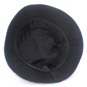 Detail shot of black fabric lining and reinforced stitching on a vintage bucket hat