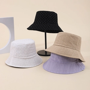 Sparkling sequin bucket hats for women in black, white, khaki, and purple colors
