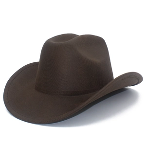 Classic dark brown felt western cowboy hat with a curved brim and stylish cattleman crown