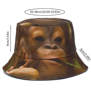 Detailed dimensions of gorilla print bucket hat with 56-58cm head circumference info