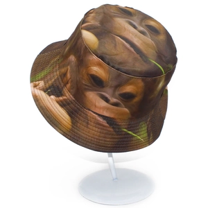 Outdoor bucket hat with realistic gorilla face print for fashion and sun protection