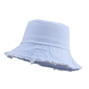 Unisex Βαμβακερό Καπέλο Bucket Με Ξεφτισμένη Άκρη Μονόχρωμο Φθαρμένο Αντηλιακή Προστασία Καλοκαίρι Υπαίθριο Παραλία Ταξίδι