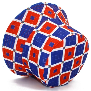 Chapeau bob en toile unisexe avec motifs géométriques rouge blanc bleu et blasons