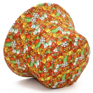 Christmas fisherman hat with orange gingerbread man and festive holiday print pattern
