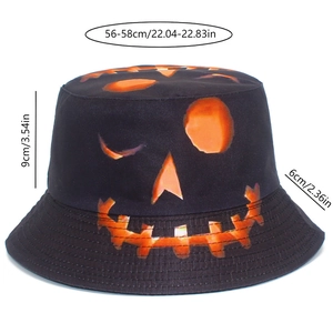 Detailed size chart for Halloween pumpkin bucket hat with 56-58cm head circumference