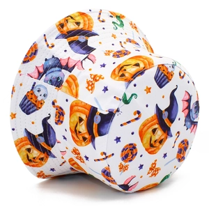 Bob blanc avec motifs de citrouilles et chauves-souris d'Halloween pour adultes