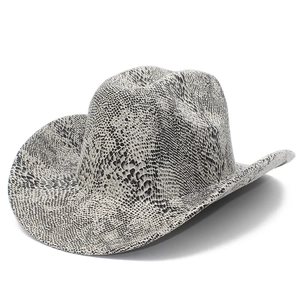 Cappello da Cowboy Occidentale Vintage in Poliestere con Stampa in Pelle di Serpente Fedora Jazz a Tesa Larga per Uomo Donna Viaggio