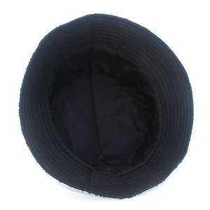 Detail view of the reinforced stitching on the brim and inner lining of a bucket hat