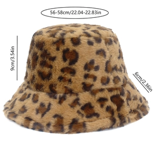 Detaillierte Größentabelle mit Kopfumfang und Tiefe für den Leoparden-Fell Fischerhut