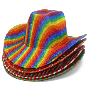 Cappelli da cowboy arcobaleno con paillettes e fiocchi di neve per feste ed eventi