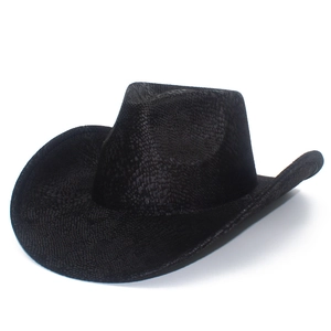 Cappello da cowboy jazz in pelle PU nera con trama a pelle di serpente e tesa curva