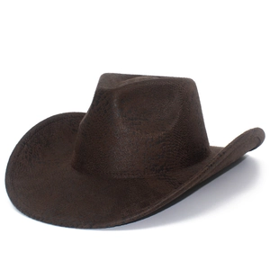 Cappello da cowboy marrone scuro in finta pelle di serpente con corona stile cattleman