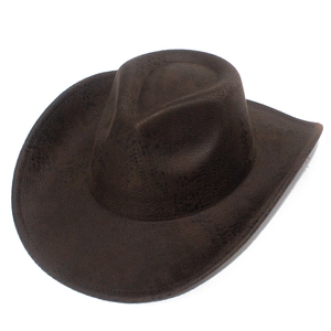 Dettaglio della trama in finta pelle di serpente marrone su cappello cowboy vintage