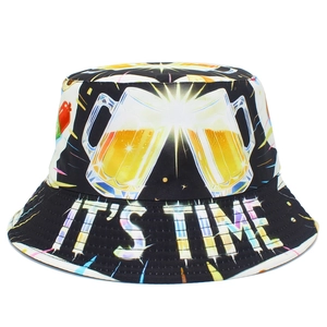 Sombrero de Pescador de Algodón Reversible con Estampado de Cerveza Divertido con Letras It's Time y Español Fiesta Protección Solar