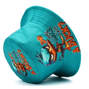 Teal duck bucket hat featuring a funny duck illustration and humorous English slogan