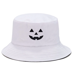 Bob en coton blanc avec broderie citrouille d'Halloween noire pour un look festif