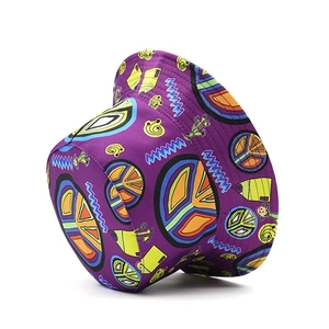 Purple bucket hat with colorful graffiti patterns for women and men outdoor wear