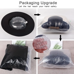 Detailed four-step protective packaging process for wide brim suede jazz fedora hats