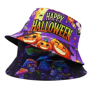 Chapeau bob Halloween avec imprimés colorés de citrouille, crâne et Happy Halloween