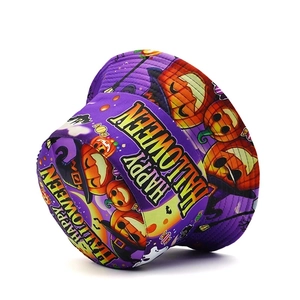 Bob d'Halloween violet avec motifs citrouilles et fantômes et texte Happy Halloween