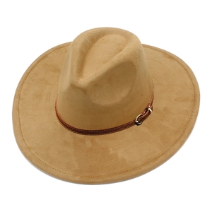 Classic Wide Brim Suede Fedora Hat For Men Women Retro Jazz Cap With Leather Buckle Strap Outdoor Sunshade Fashion Panama Hat