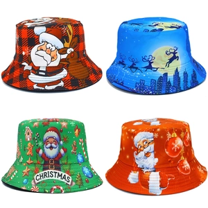 Various Christmas fisherman hats with Santa, reindeer, and snowman patterns in a grid layout