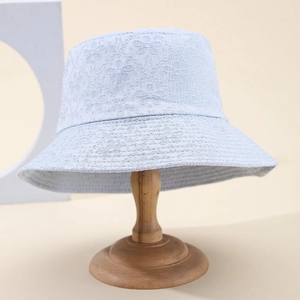 Women's Floral Embroidery Lace Bucket Hat Cotton Sunshade Sun Protection Windproof Outdoor Casual Sweet Fisherman Hat