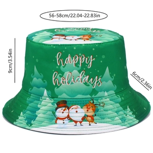 Guía de tallas detallada mostrando 56-58cm de contorno para el gorro navideño verde