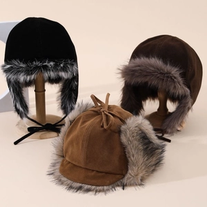 Colbacco Invernale Retrò Per Uomo Donna Caldo Paraorecchie In Ecopelliccia Cappello Da Pilota Antivento Moto Lei Feng Cappello Da Sci Bomber