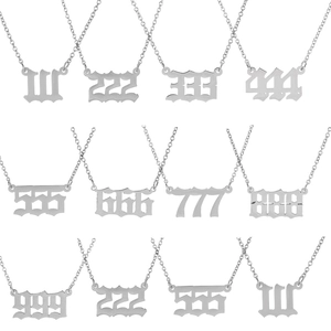 Collane in acciaio inossidabile argento stile gotico con pendenti a tre cifre 111-999