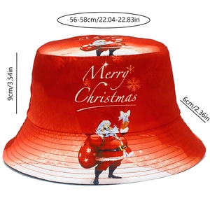 Guía de tallas de gorro navideño con 56-58cm de contorno y estampado de Papá Noel