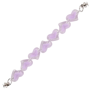 Fashionable purple resin heart beaded phone strap with silver metal screw clasps