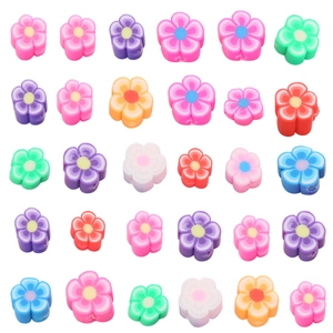 Perles de fleurs en pâte polymère colorées pour la création de bijoux DIY et bracelets