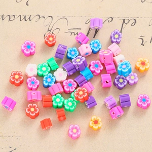 Perles de fleurs colorées en pâte polymère pour bijoux DIY et bracelets artisanaux