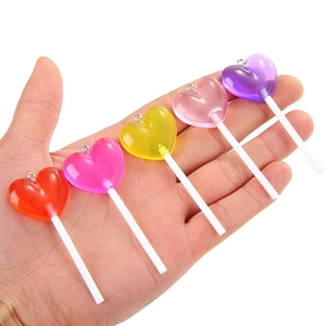 Ensemble de pendentifs sucettes cœur en résine colorée en cinq teintes pour bijoux DIY