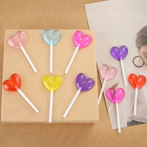 Pendentifs sucettes cœur en résine colorée avec anneaux pour bijoux DIY et artisanat