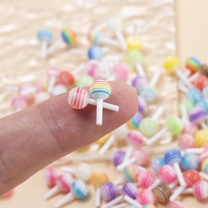 Colorful resin lollipop miniatures for DIY jewelry and nail art with spiral patterns