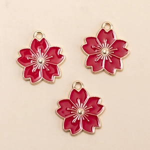 Alloy Enamel Sakura Heart Milk Tea Star Bowknot Charms For DIY Jewelry Making Accessories Red Pink Gold Plated Pendants