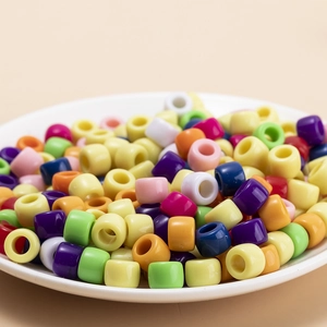 Assorted colorful 9x7mm resin large hole pony beads for DIY kids jewelry making