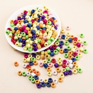 Vibrant Resin Large Hole Barrel Beads For Kids DIY Jewelry Making Multi-color Pony Beads For Bracelet Necklace Crafting Accessories