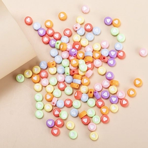 Perline cuore 7mm colori macaron in acrilico per creazione gioielli e collane DIY