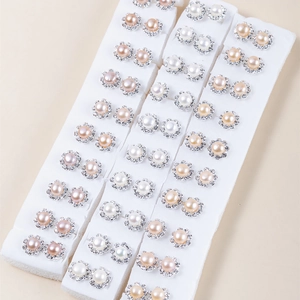 Bloem pareloorbellen set met strass bloemblaadjes in wit, roze en champagne kleuren