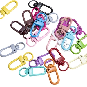 Colorful matte alloy lobster clasps and swivel keychains in various candy colors
