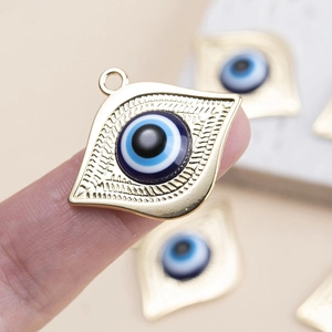 Golden blue evil eye charm pendant for DIY bracelets and necklaces jewelry making